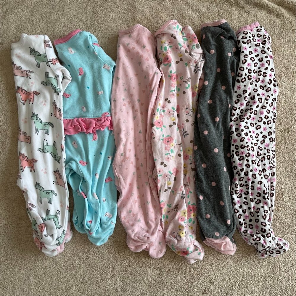 Child of Mine & Gerber 0-3M Baby Girl Sleeper Lot Unicorn Floral